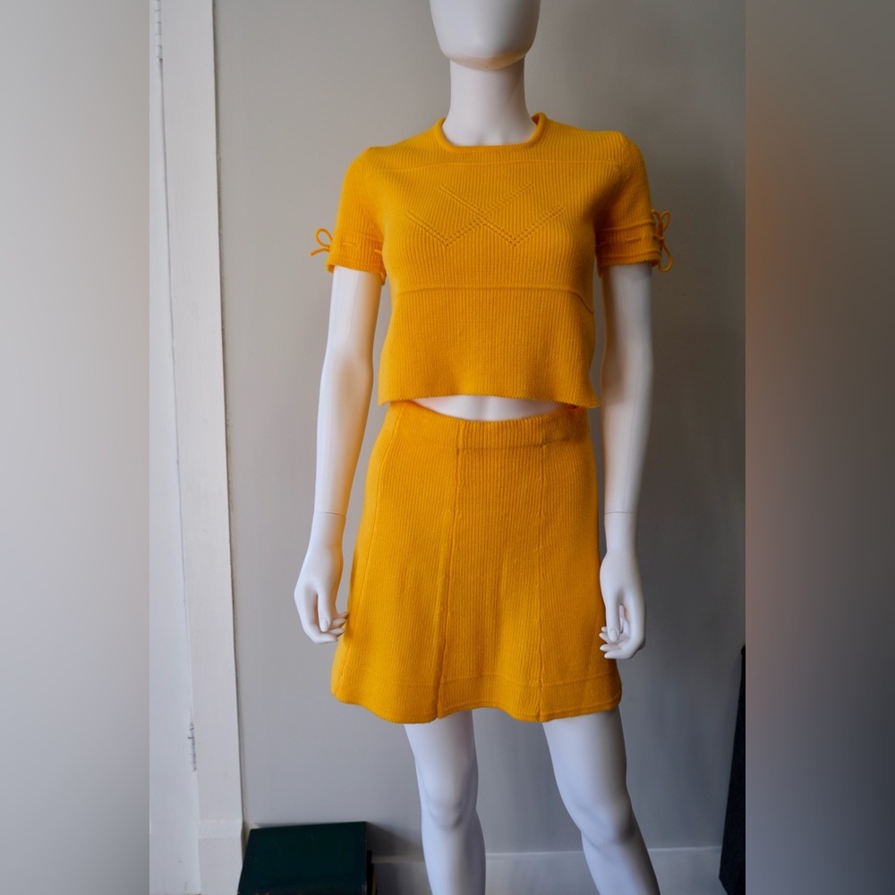 Vintage 1970s/80s Yellow Hand‑Loomed Knit Set
